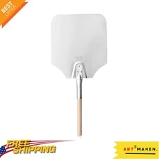 Easy Clean Aluminum Pizza Peel - 12 x 14 inch Blade with Durable Wooden Handle