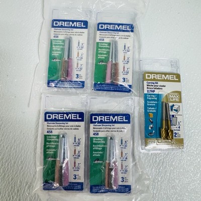 Lot of Dremel (4 Pack) 458 Chainsaw Sharpening Set / (1Pack) 117HP Carving Bit