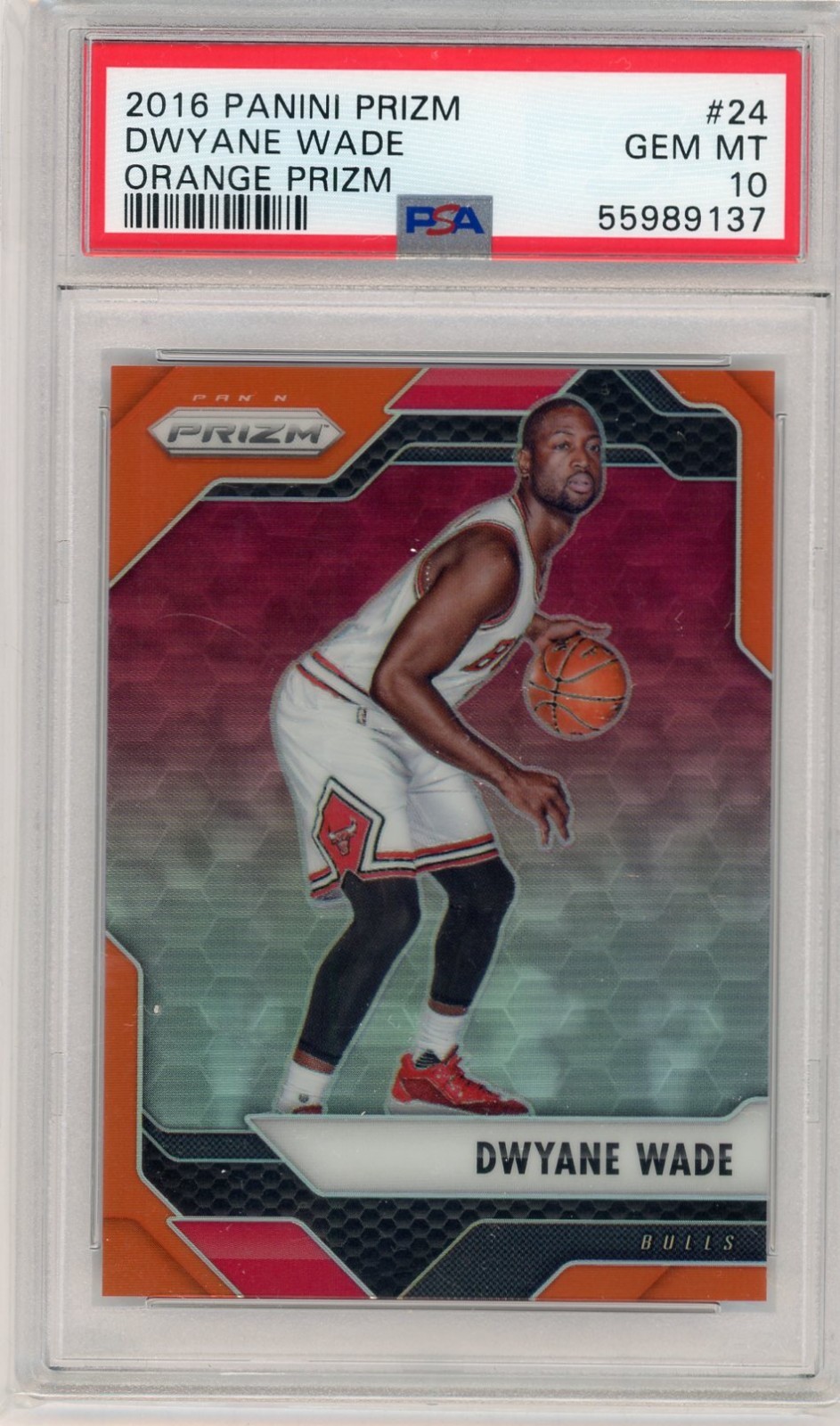 2016-17 Panini Prizm Orange Prizm #24 Dwyane Wade No 22 of 49 PSA 10