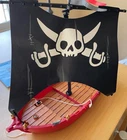 Vintage Playmobil Pirate ship, motor, captain, carry case 5298, 6684, 5737, 5159