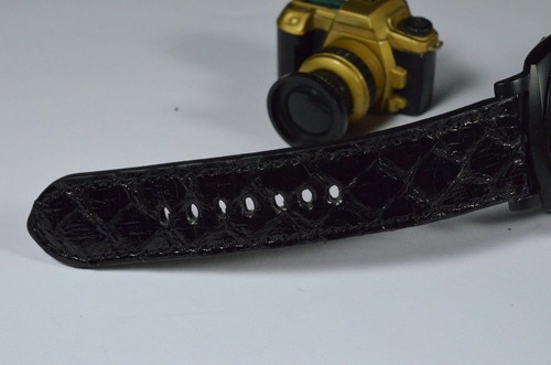 PULSERA RELOJ 26 24 22MM AUTÉNTICO PYTHON NEGRO BIG SCALES FITS PANERAI MA STRAP - Imagen 9 de 12