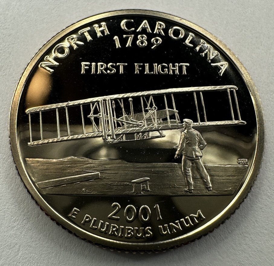 2001-S PROOF NORTH CAROLINA STATE QUARTER 25CENT COIN FROM