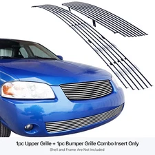 For 2004-2006 Nissan Sentra Chrome Billet Front Grille Grill Insert Combo