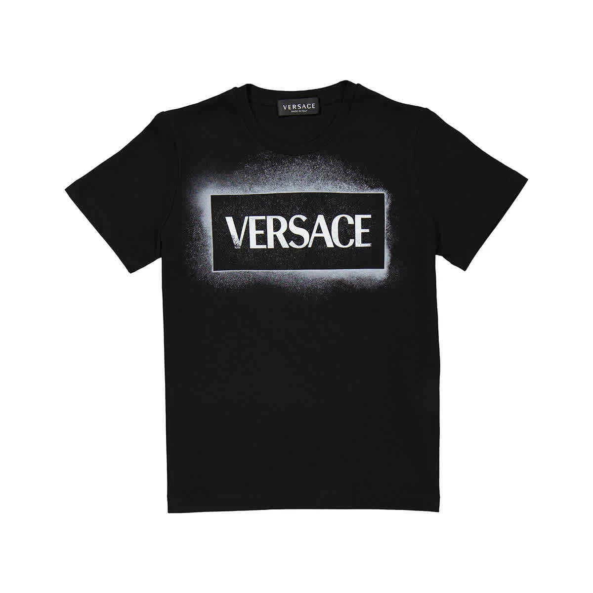 Young Versace Kids Black Spray Effect Logo T Shirt eBay