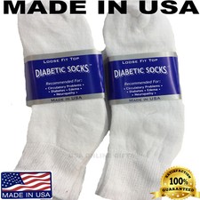 Creswell 6 Pairs Circulatory Health Diabetic Ankle Socks White 10-13 Made In USA