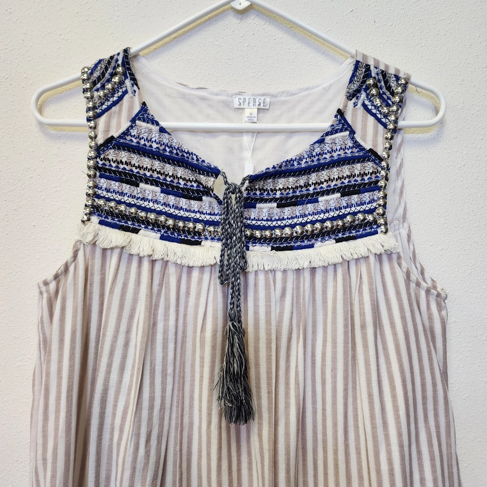 Vestido Spense 10 Tenda Curta Boho Listras Borlas Verão Praia Fada Franja Novo - Imagem 2 de 4