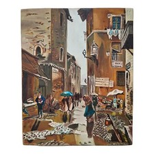 *HH* Antico Quadro Dipinto Olio Su Tavola Paesaggio Romano Antica Roma Sparita