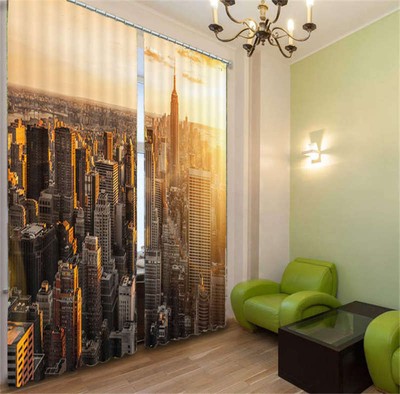 Schönes Hochhaus 3D Vorhang Blockout Foto Drucken Vorhänge Drapieren Stoff