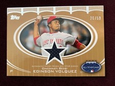 2008 Topps Update All Star Stitches Gold #/50 Edison Volquez Baseball Card
