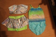 girls dance tumbling outfit three piece, Costume Galary silver, green  cheer