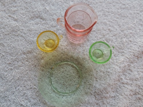 Lot of VTG. Cameo Ballerina Pitcher Cups Pink Child Size Anchor Hocking Play Set - Picture 3 of 6