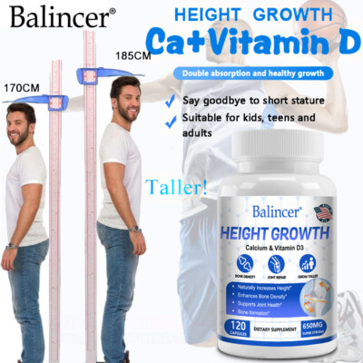 Height Growth Calcium & Vitamin D3 Enhances Bone Density Supports Joint Health