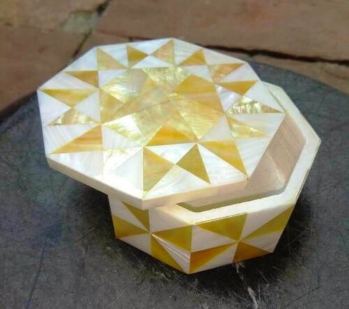 Mother of Pearl Random Work Jewelry Box Octagon Marble Trinket Box for Table - Picture 1 of 4