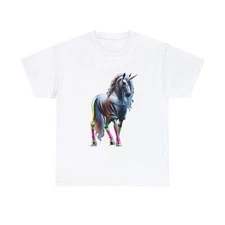 Unisex Adult Graphic T Shirt Neon Unicorn 80s Fashion Off Shoulder Sweatshirt