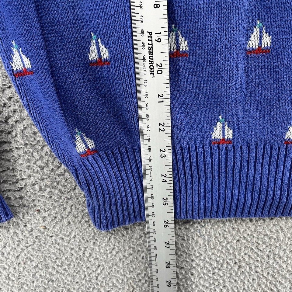 VINTAGE Boat House Row Sweater Men Extra Large Blue All Over Sail Boat