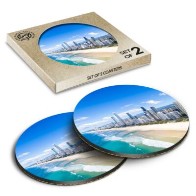 2 x Box Runde Untersetzer - Gold Coast Australien Surfen #2195