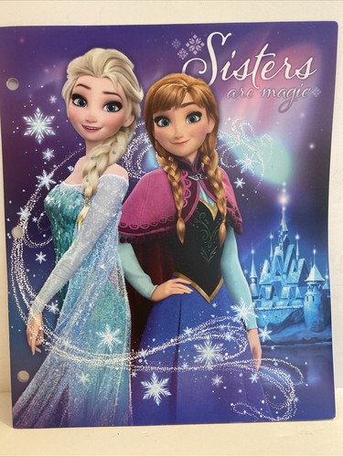 Menge 2 Disney Frozen Kunststoff Ordner Tasche Portfolio 3-Loch Stanze für Mappe - Bild 2 von 7