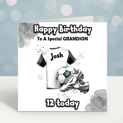 OPALDESIGNS Personalised Football Birthday Card Son Grandson Boys Nephew Friend