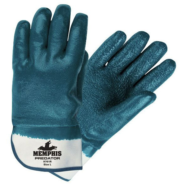 MCR Safety 9761R 24-Pc Predator Prem. Nitrile-Coated Gloves - L, Blue/White New