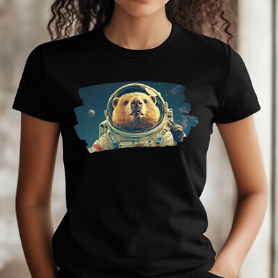 Frauen T-Shirt Biber als Astronaut Motiv Baumwolle Größe S bis 3XL