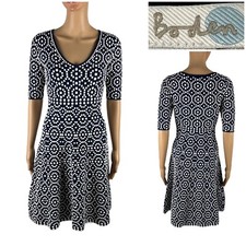 Boden Womens 2P Annabel Knit Dress A Line Fit & Flare Polka Dot Textured Cotton