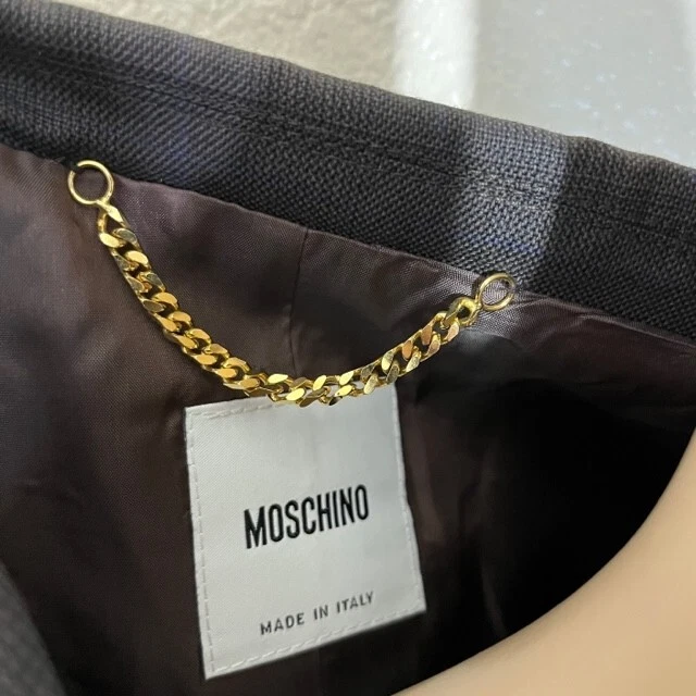 Chaqueta Blazer Moschino Gris Oscuro Azul Cuadros Doble Pecho EE. UU. 10 Foto 3 de 4