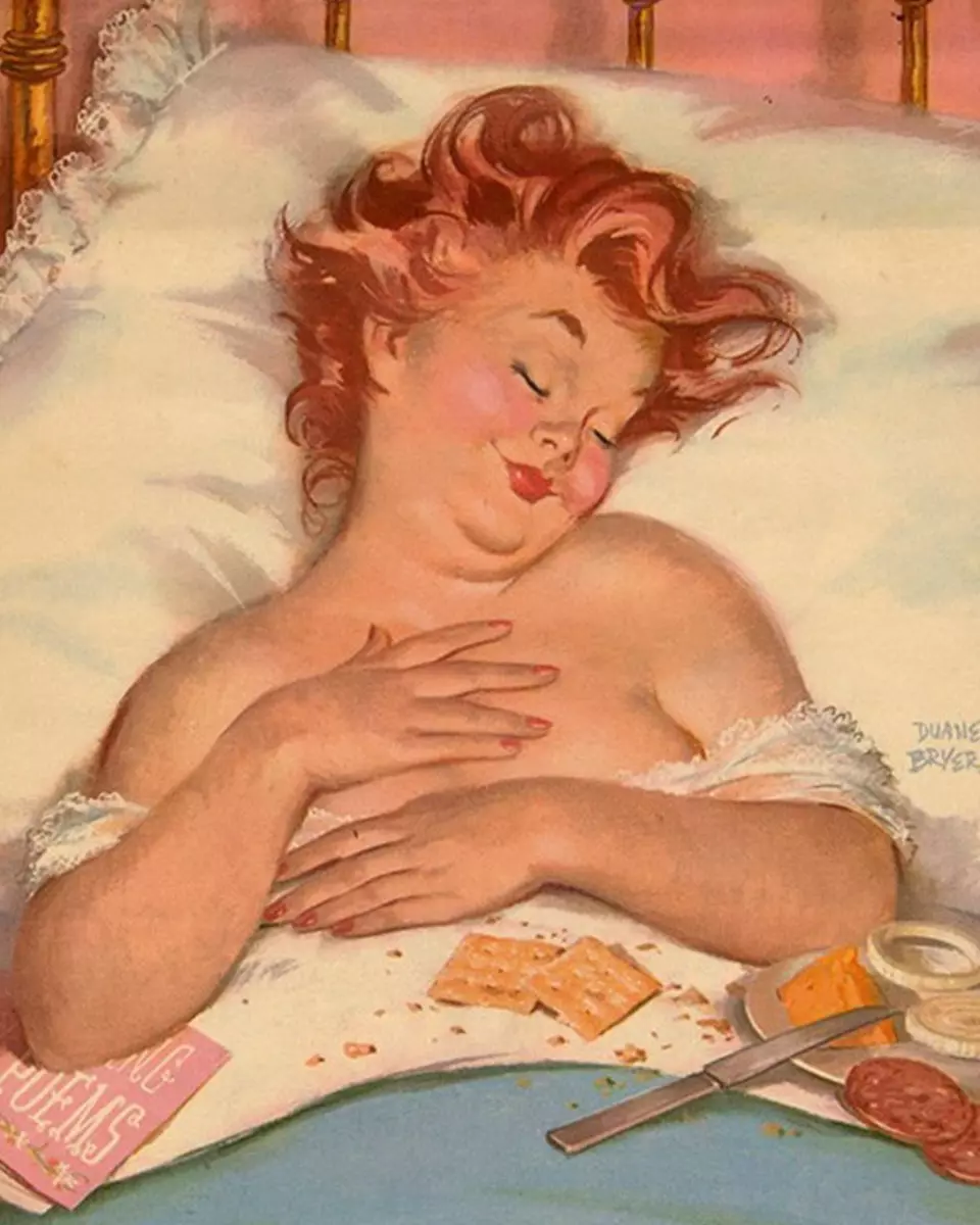 Print Duane Bryers plump and pretty Pin up Hilda Snacking in Bed