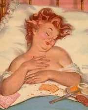 Print or Canvas -  Duane Bryers' Hilda - Snacking in Bed