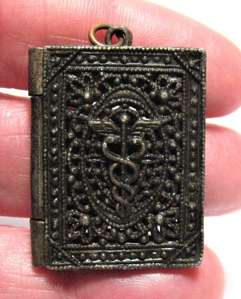 ANTIQUE ANODIZED SILVER SYMBOL OF MEDICINE FILAGREE L… Gem