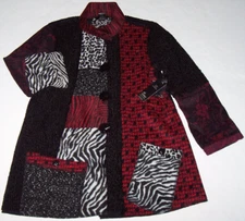 NWT Ali Miles Black/Red/White MIXED TEXTURE Animal/Tweed/Plaid/Solid Jacket L