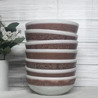 Rare Pyrex Tableware By Corning Bronze Scroll 5 Inch Bowls Set Of 7  #708