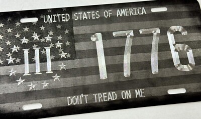 Combo Laser & Diamond Engraved USA 1776 Don t Tread On Me Car Tag License Plate