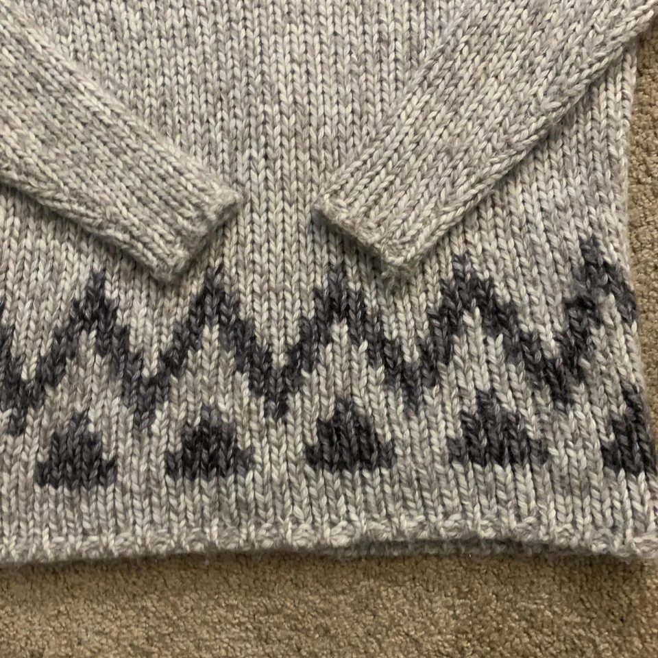 Wallace Chunky V Neck Wool Blend Mohair Pullover Sweater Gray Beige Size S - Image 4 of 4