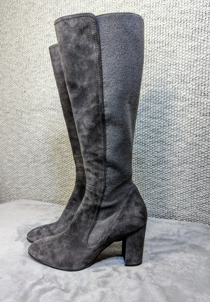 Botas altas Stuart Weitzman femininas 9.5 (adequado para 8.5) camurça cinza - Imagem 2 de 4