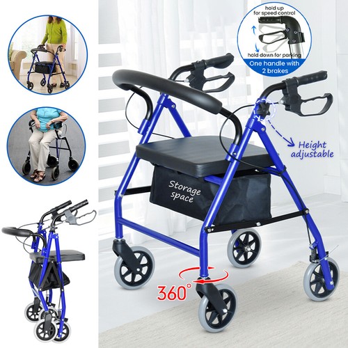 Classic Foldable Rollator Walker Lightweight Mobility Walking Rollator Walker - Picture 2 of 19