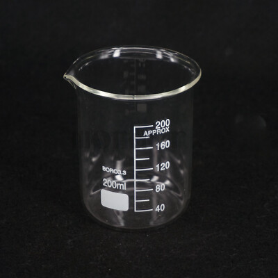 200ml Borosilicate Glass Low Form Beaker Chemistry Lab