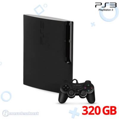 PS3 / Sony Playstation 3 - Konsole Slim 320GB #schwarz + Controller + Zub.