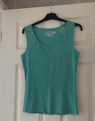 NEW M&CO LADIES GREEN COTTON VEST TOP SIZE LARGE M CO T SHIRT