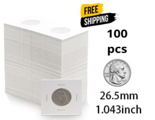 100PCS Coin Flips for Quarter-26.5mm/1.04 inch Cardboard Holders for 2x2 inch Po