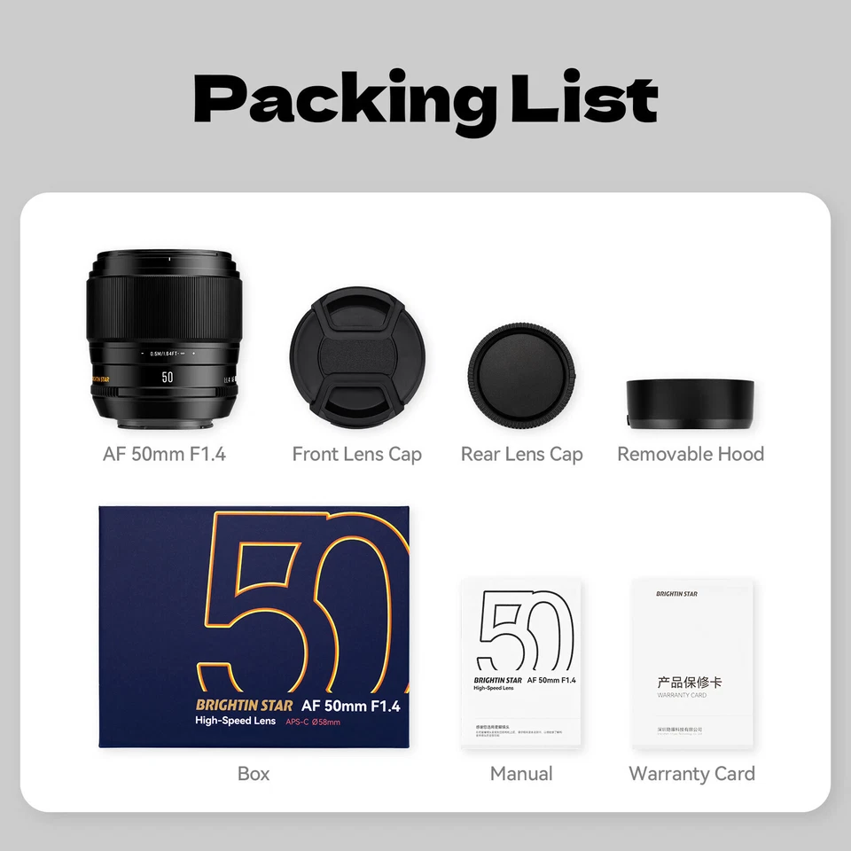 Lente de gran apertura Brightin Star AF 50 mm F1,4 para cámara Fujifilm Fuji con montura X Foto 2 de 4