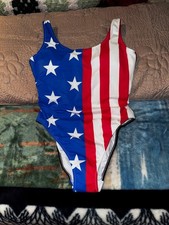Victoria's Secret PINK One Piece Swim Bathing Suit Small US Flag NWOT