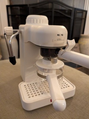 Krups White Espresso Machine w/ Steam Wand, Ground Coffee, Drip Tray