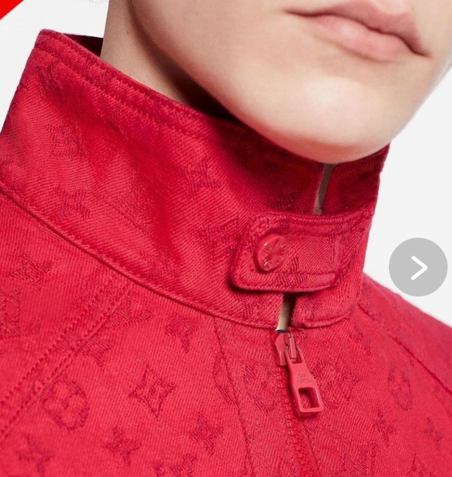 Louis Vuitton Red Denim Monogram Moto Jacket Size 44