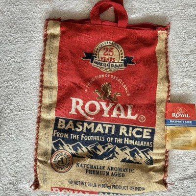 Royal Basmati Rice Burlap Bag with Zipper and Handles / Bag only