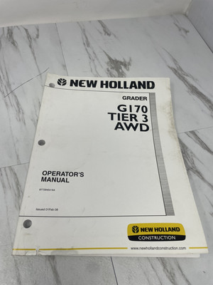 New Holland G170 Tier 3 AWD Grader Operators Manual PDF/USB