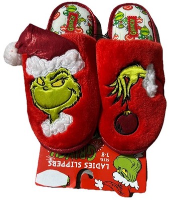 Dr Seuss Grinch Women s Slippers  Size 7/8  Super Comfy   NEW!