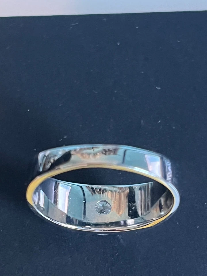 New Men's High Polish 14K White Gold Plated 7mm/1ct Moissanite Ring, Size 10 - Image 4 of 4