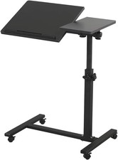 Overbed Bedside Desk Mobile Rolling Laptop Stand Tilting Overbed Table with