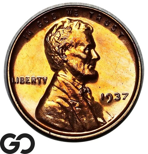 1937 Lincoln Cent Wheat Penny, Stunning Red PROOF, Superb Gem PR++ RD