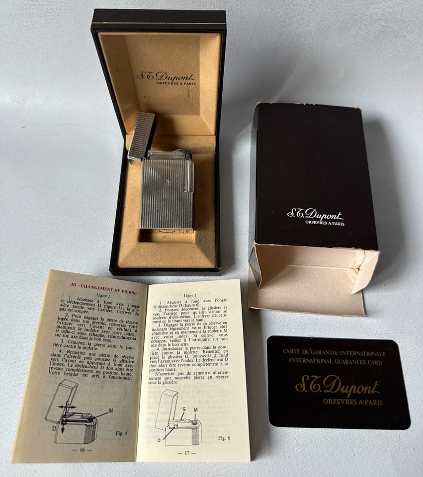 Accendino da Pipa. S.T. Dupont Linea 1, Placcato Oro a Righe Verticali –Full Set - Immagine 2 di 4